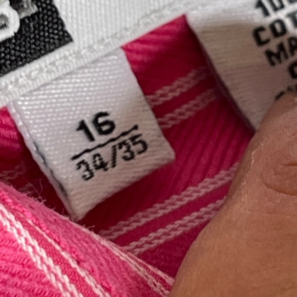 Men’s hot pink white striped causal button down - Picture 2 of 3